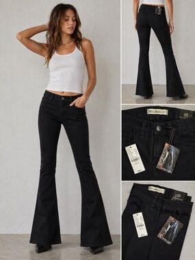Bullhead Women's Black High-Rise Flare Jeans